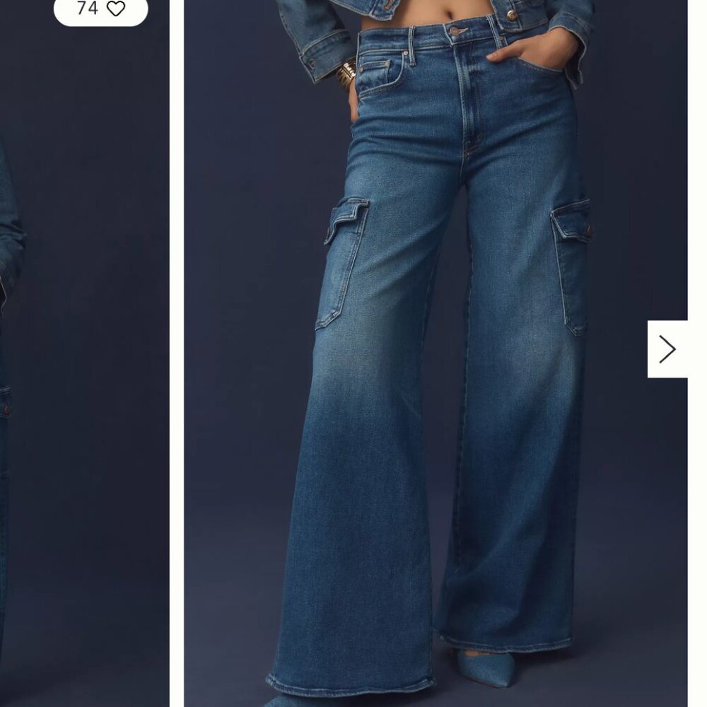 Mother The Undercover Cargo Sneak Wide-Leg Jeans Size 30 Color Opposites Attract